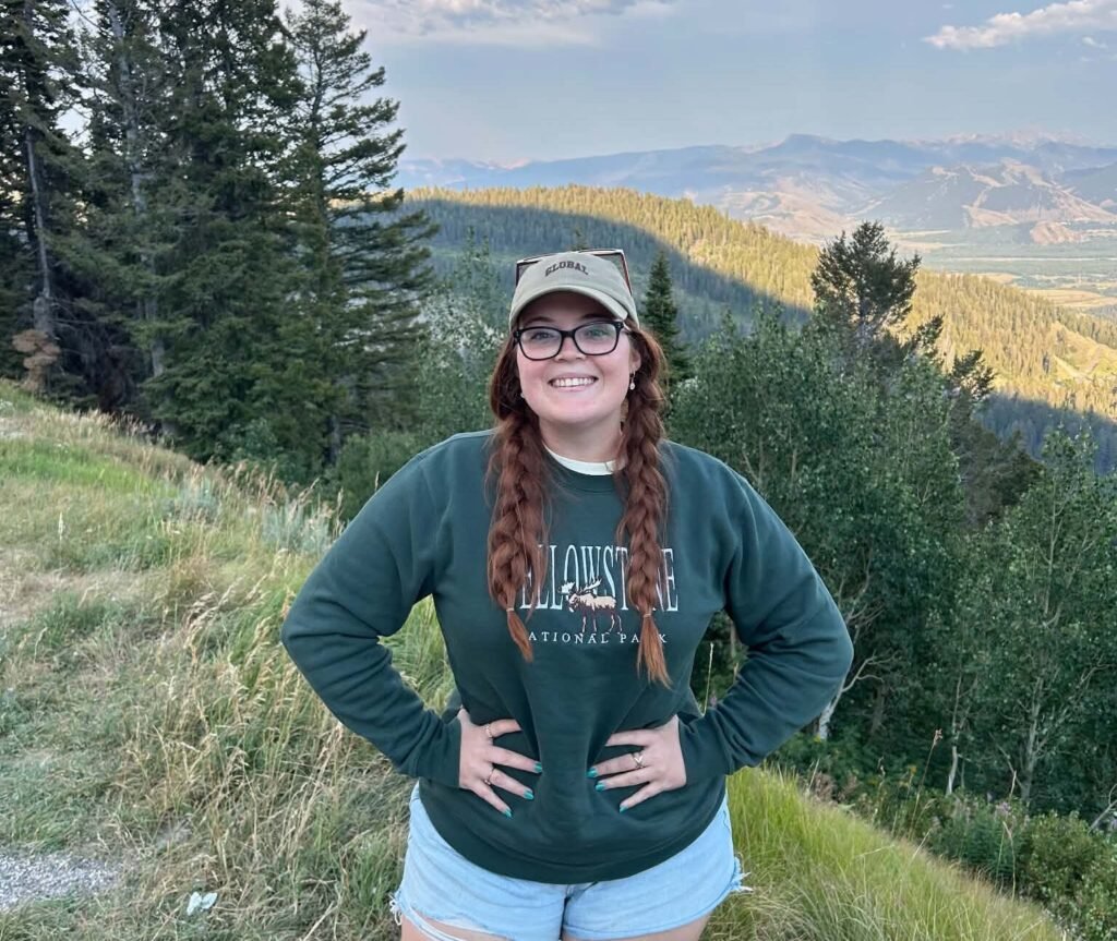 Selfie in front of Wyoming Mountains